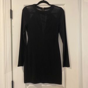 Fitted mini dress with mesh cutouts